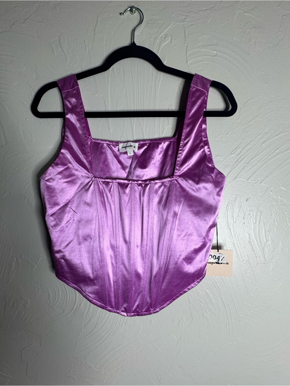 superdown Lavender Satin Corset-Style Camisole